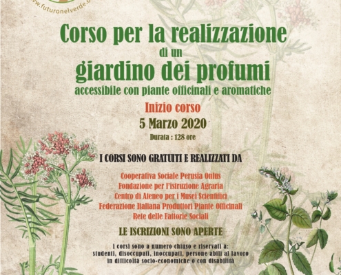 Parte il 5 marzo 2020 il Corso per la realizzazione di un giardino dei profumi accessibile con piante officinali e aromatiche